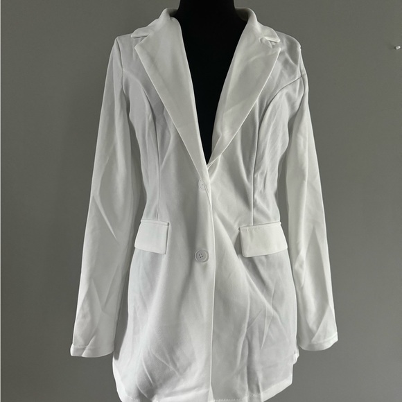 SHEIN White Tailored Blazer with Notched Lapels(BRAND NEW) - Picture 2 of 4